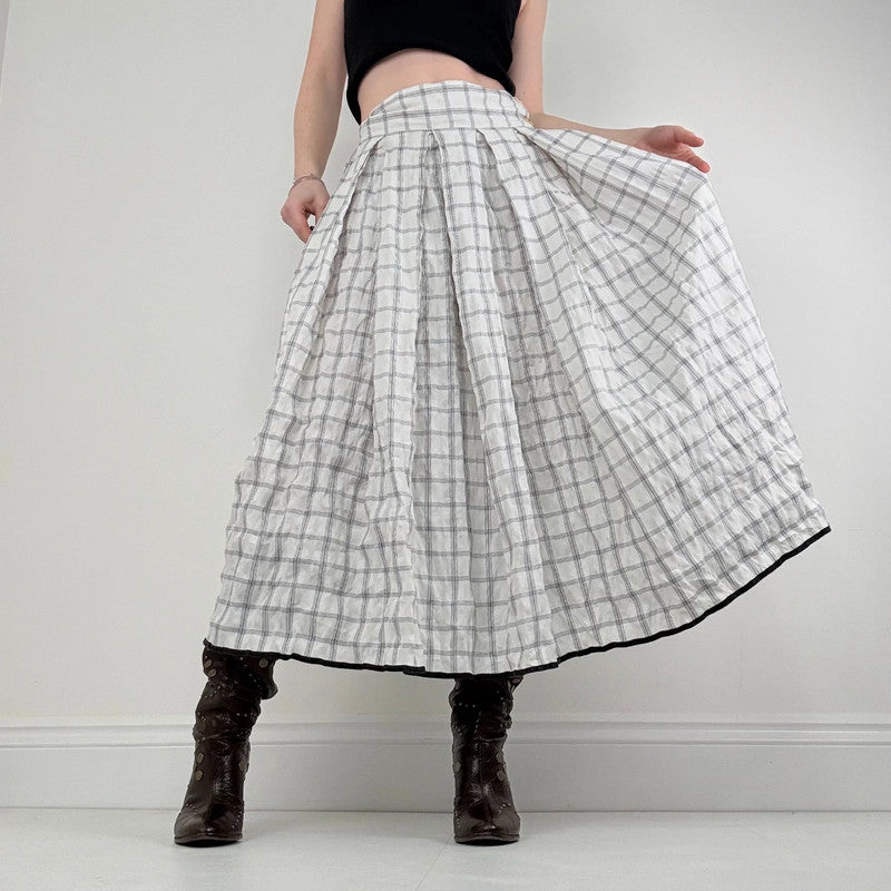 tartan checked pleated maxi skirt