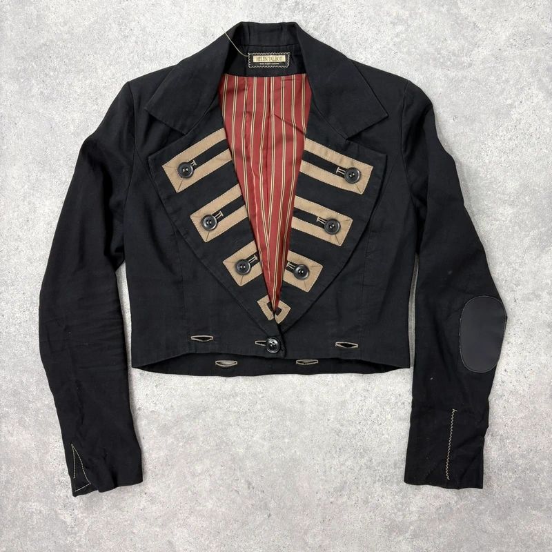black cropped military napoleonic adjustable jacket