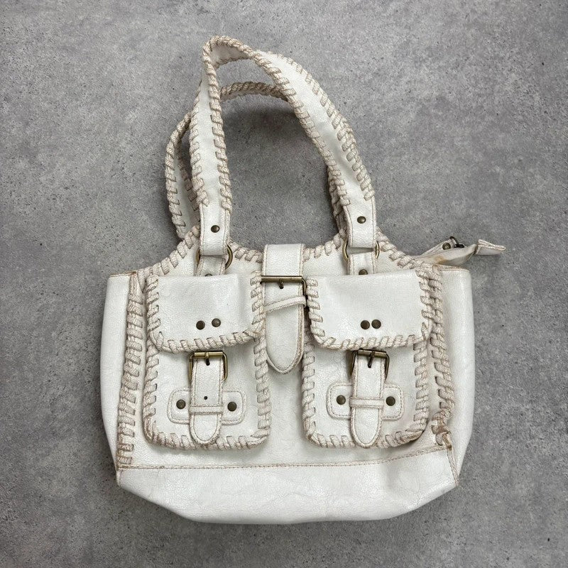 White crochet laced cargo Y2K bag