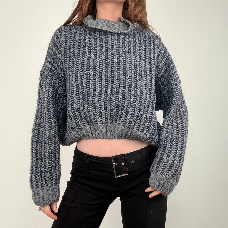 chunky knit cropped puff jumper
