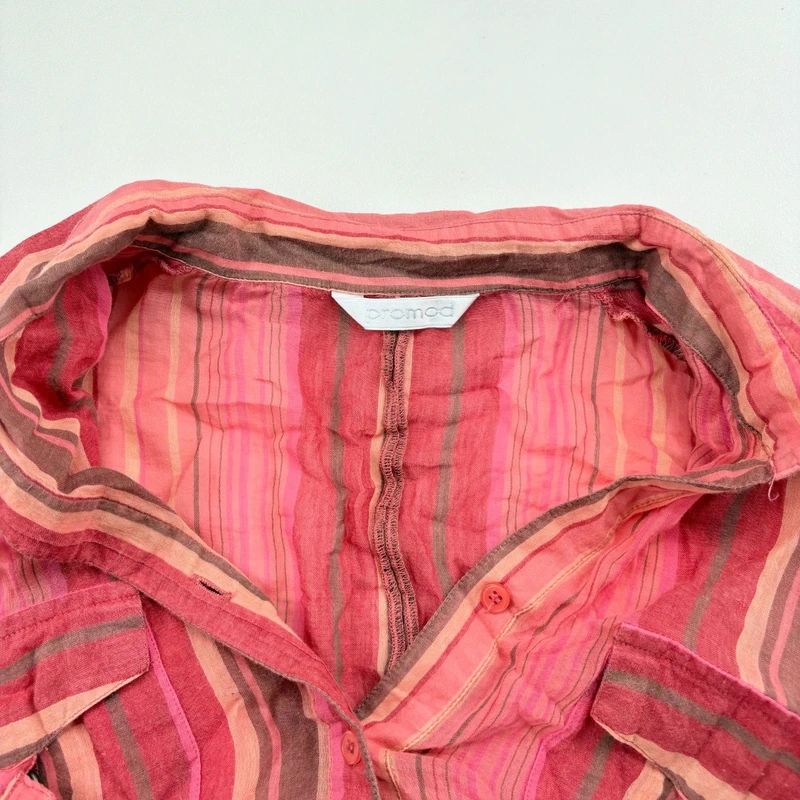 Pinstripe Sheer Flared cotton Cargo Shirt