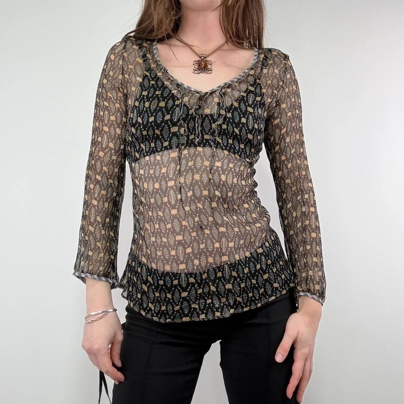 sheer polkadot silk blouse