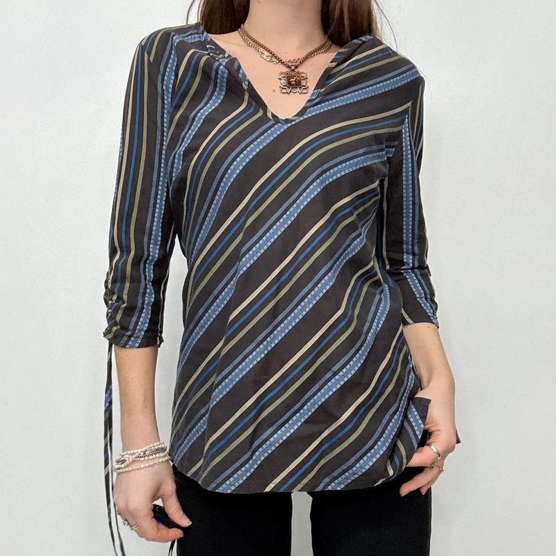 striped flared puff sleeve shirt
