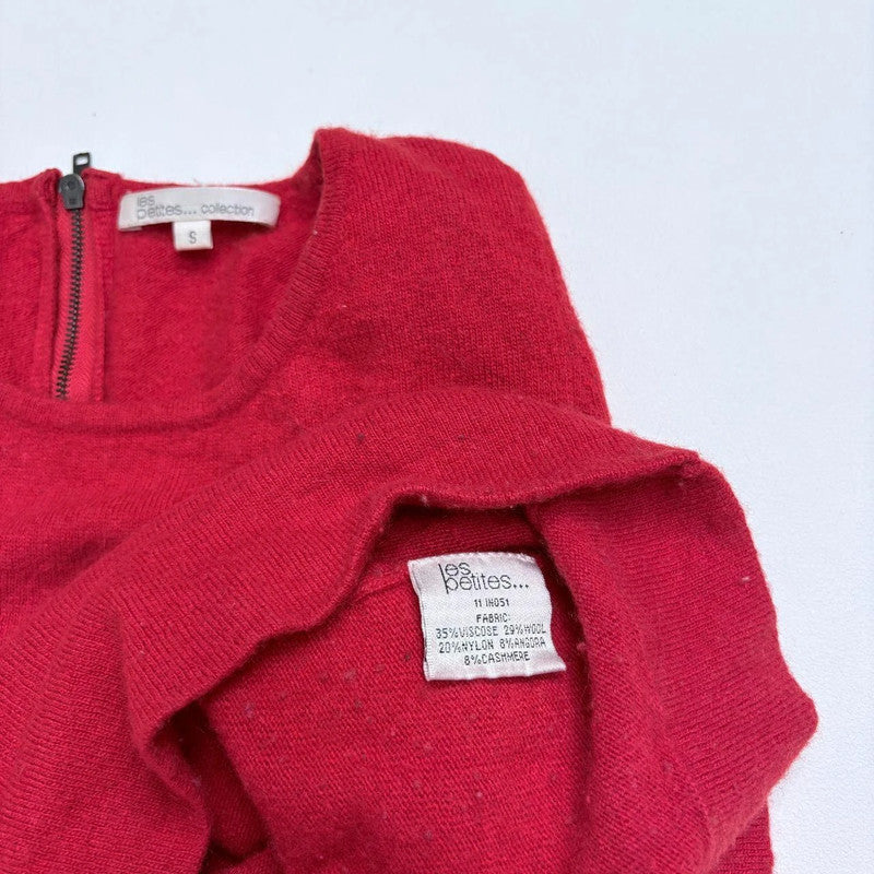 red cashmere knitted mini dress