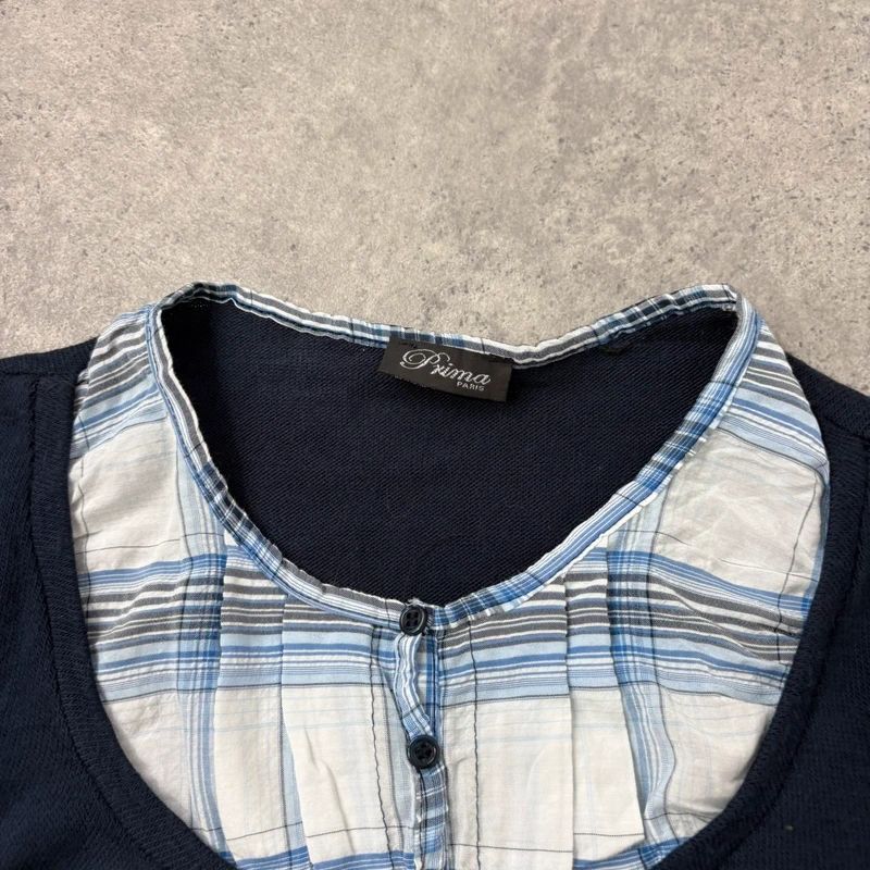navy layered shirt jumper