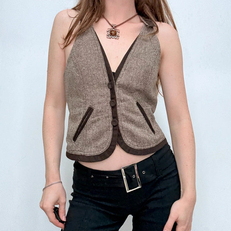 brown tweed vest waistcoat