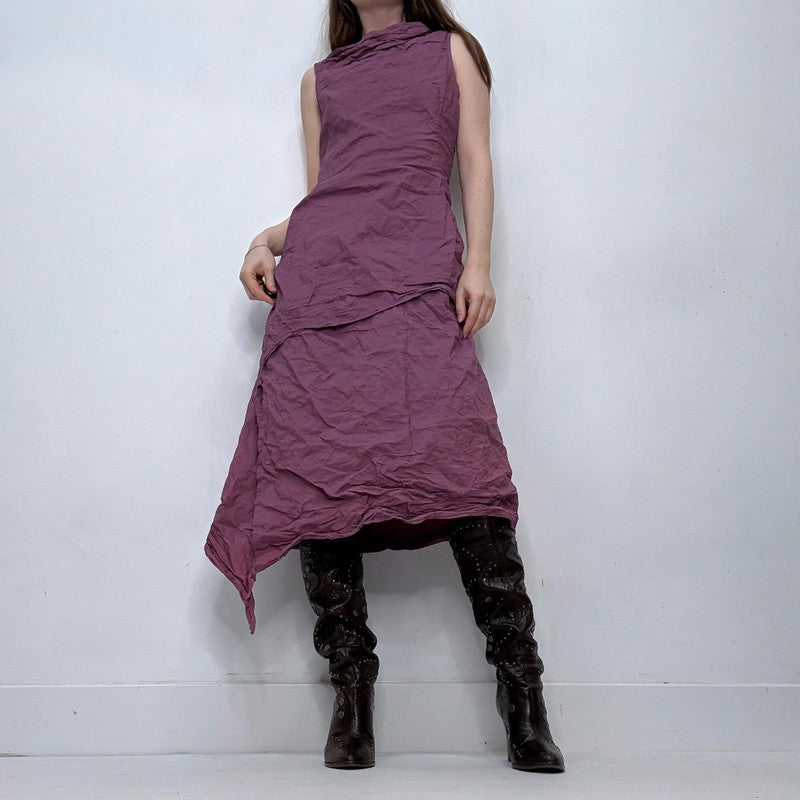 structured crinkle flared midi dress