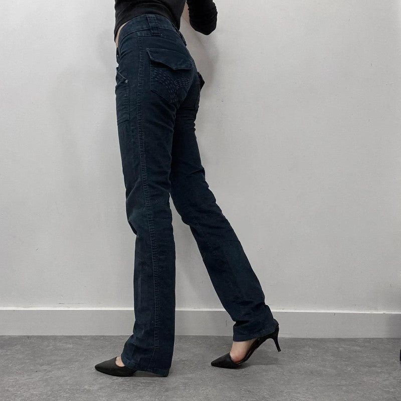 blue straight-leg cord jeans