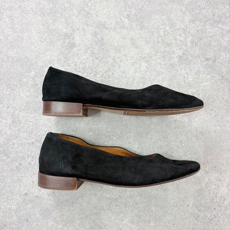 Sezane black leather suede ballet flats