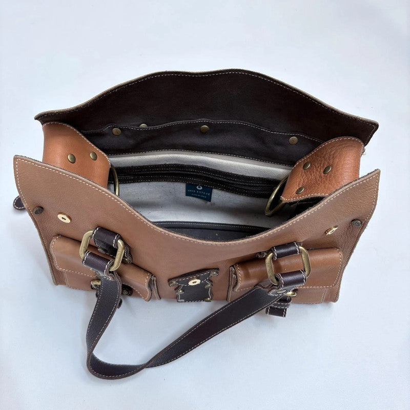 tan leather boxy city bag