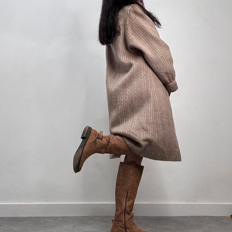 pinstripe wool slouchy trench coat