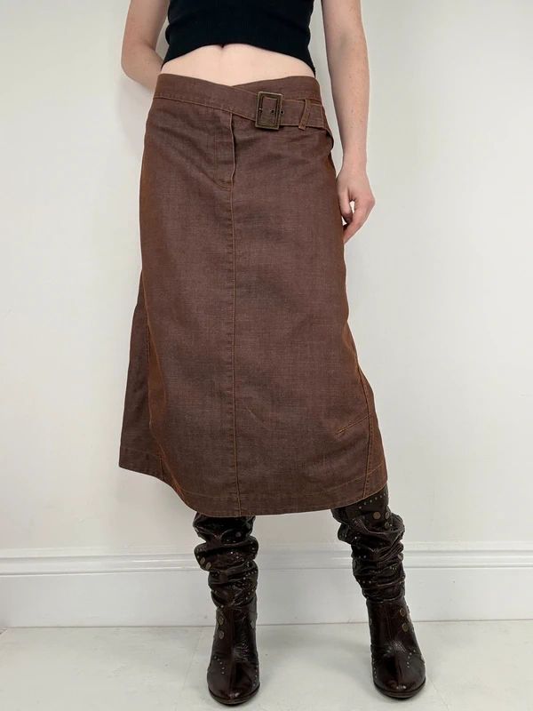 Cop Copine structured brown midi skirt