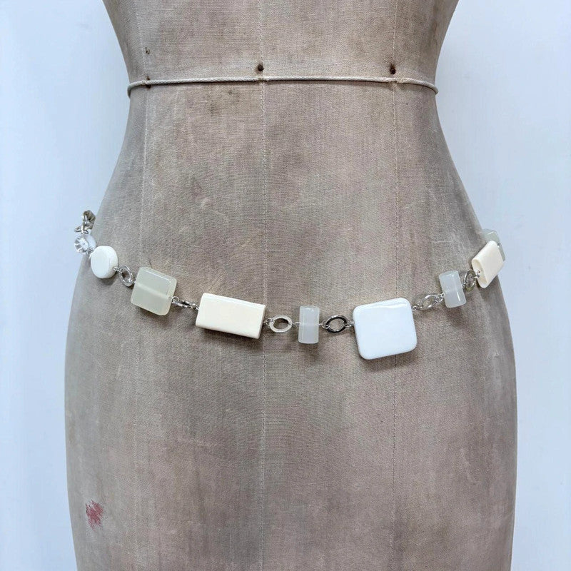 chunky white link waist chain