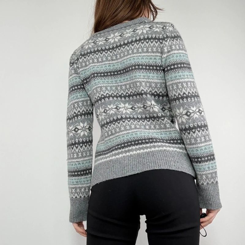 grey wool knitted fairisle cardigan