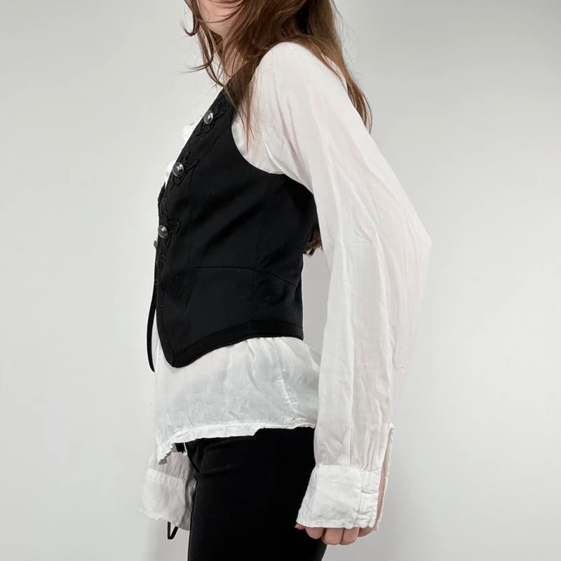 black military cropped napolionic waistcoat