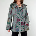 Khaki embroidered boho hippie jacket