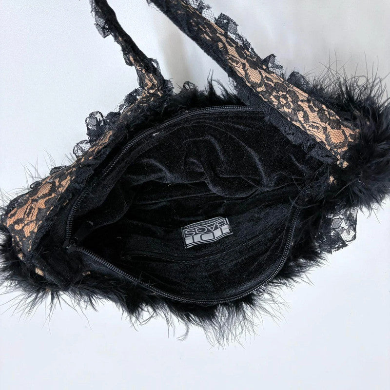 lace fluffy grunge bag