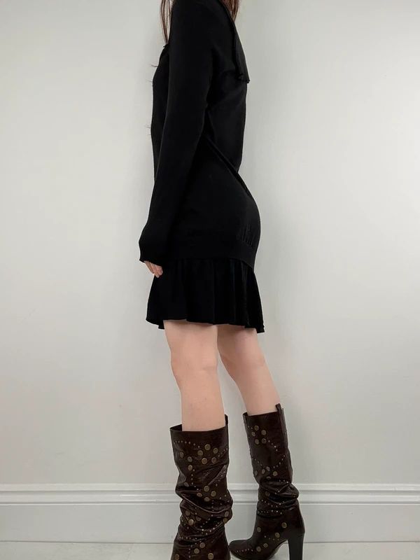 Asymmetric zip long sleeve dress