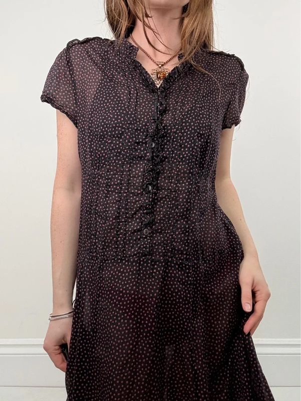 Sheer cotton polkadot babydoll dress