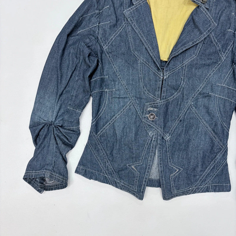 asymmetric structured denim utility jacket