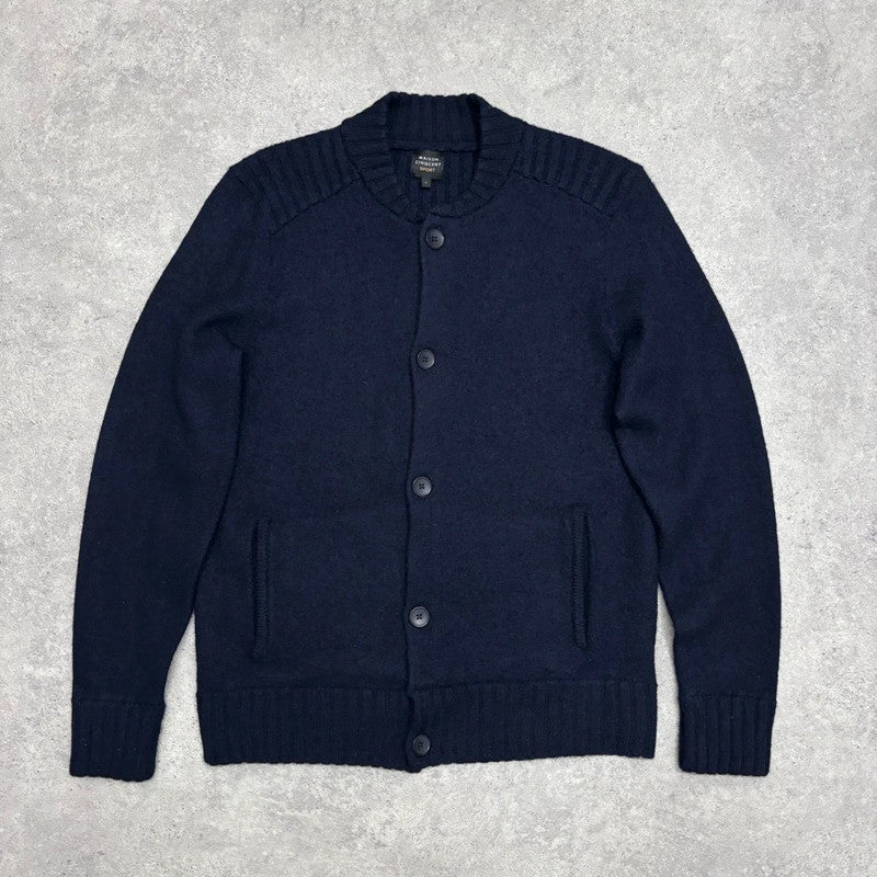 oversized navy wool cardigan