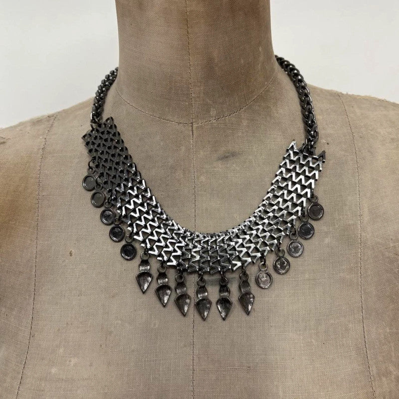 chunky oversized dark silver necklace