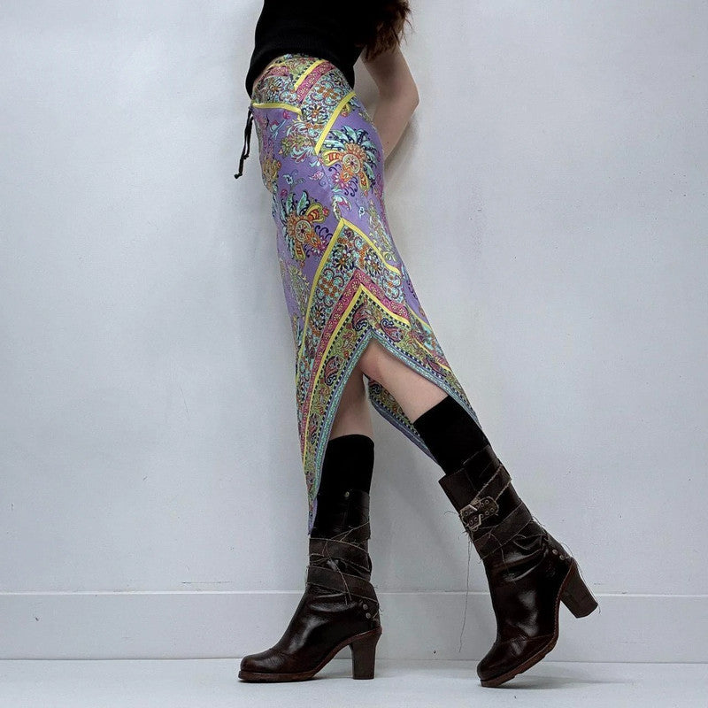 handkerchief paisley midi skirt
