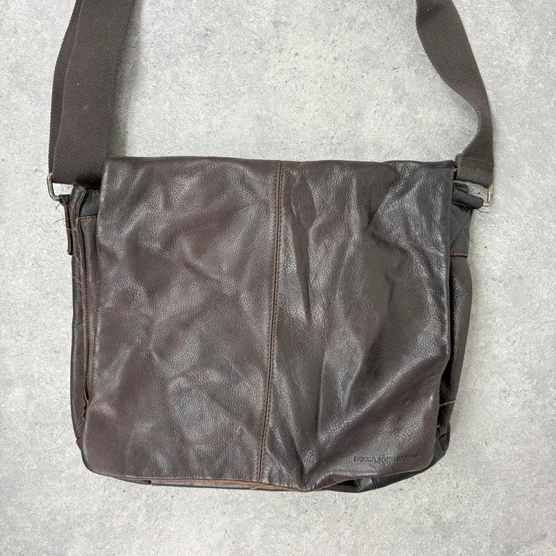 Brown leather satchel slouchy crossbody bag