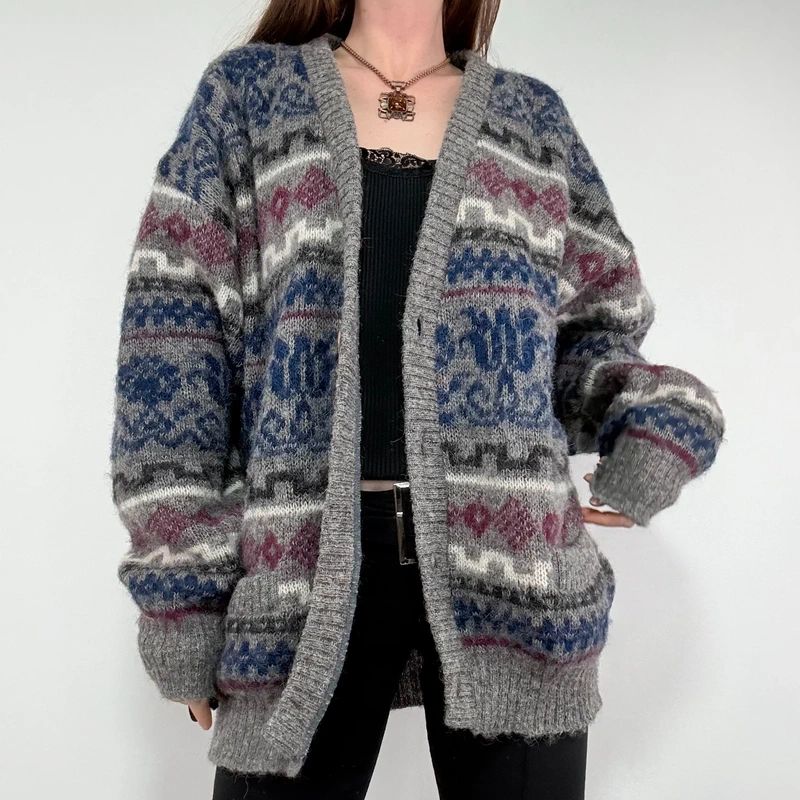 oversized knitted wool cardigan