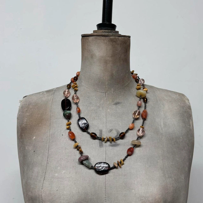 long crystal beaded boho necklace