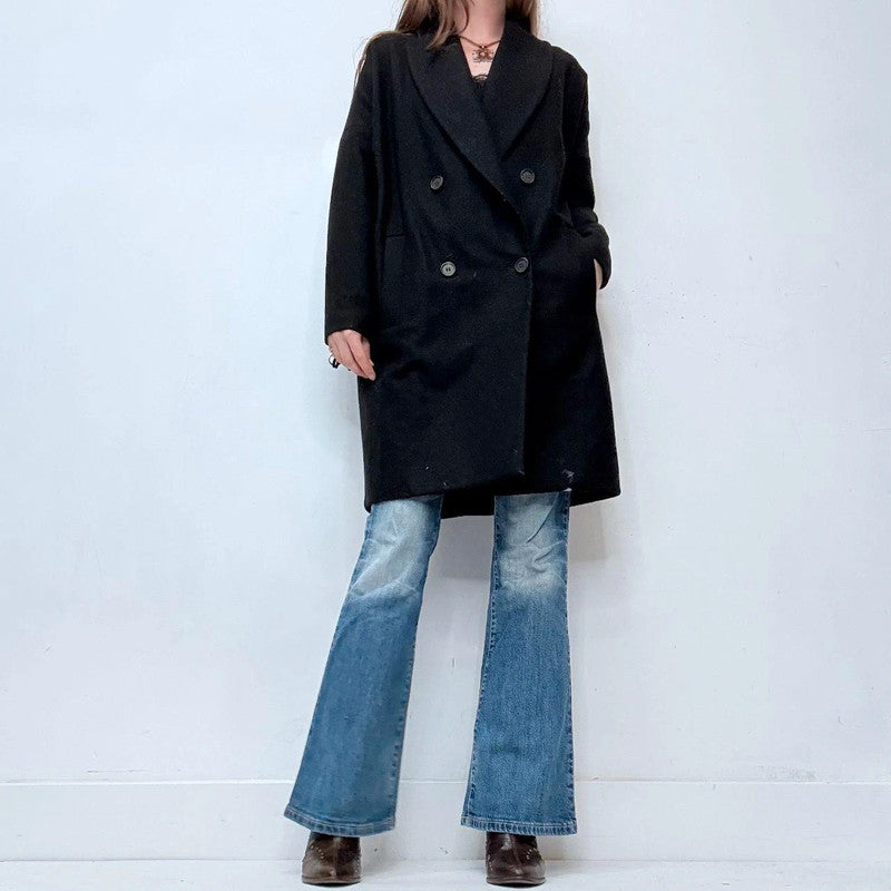 black wool allsaints slouchy peacoat
