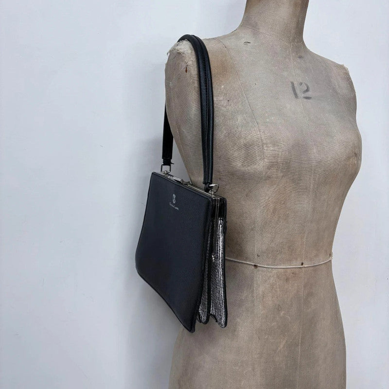 black leather structured bag