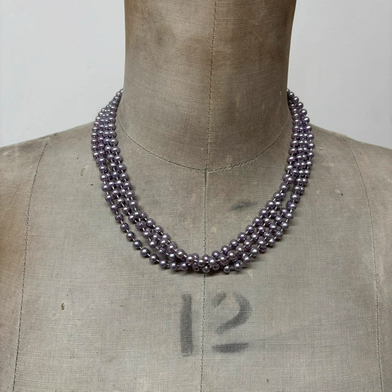 layered pearl metallic necklace