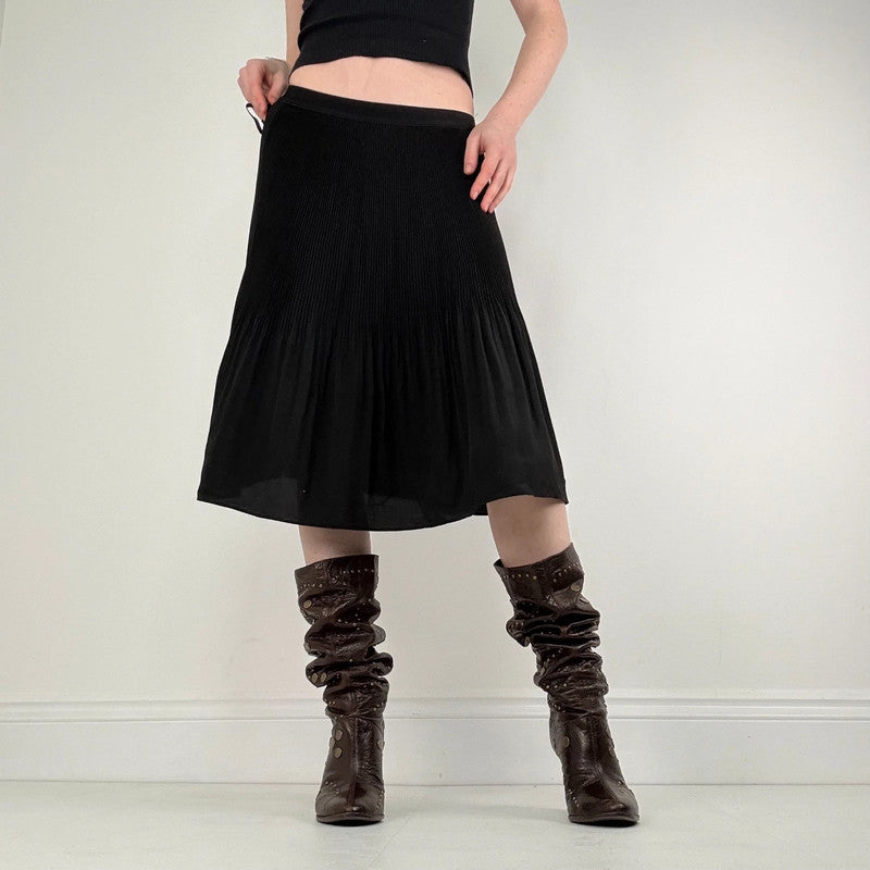 black pleated crinkle allsaints skirt