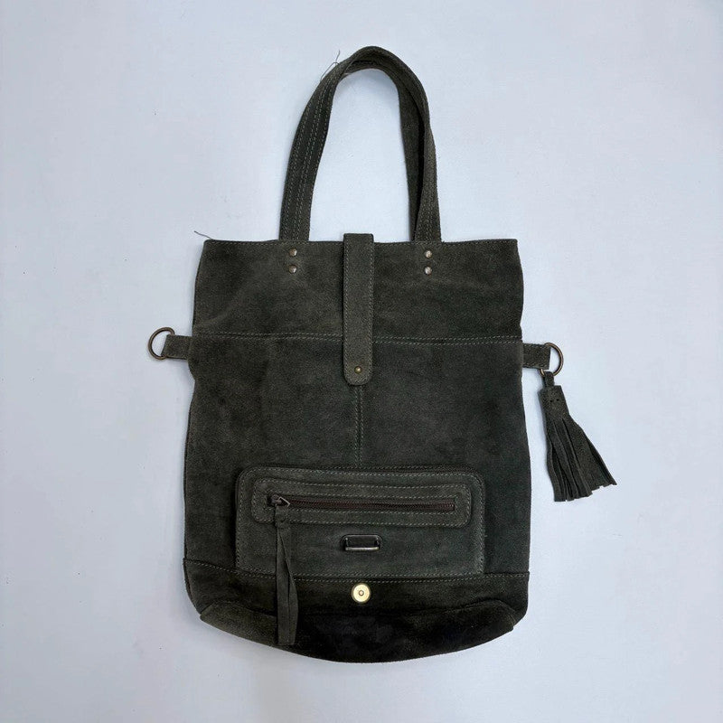 khaki green suede western bag