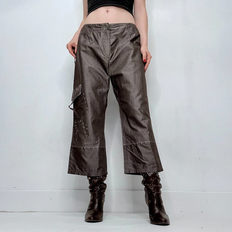 pinstripe brown low rise trousers