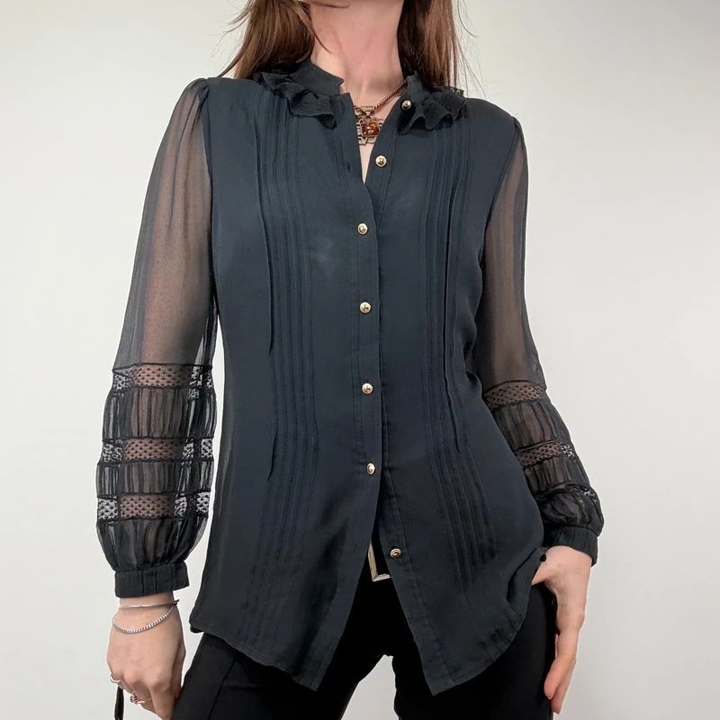 Sheer Lace Silk Gothic Shirt