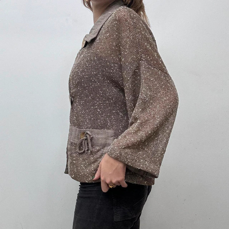 sheer slouchy archival boho knit jacket
