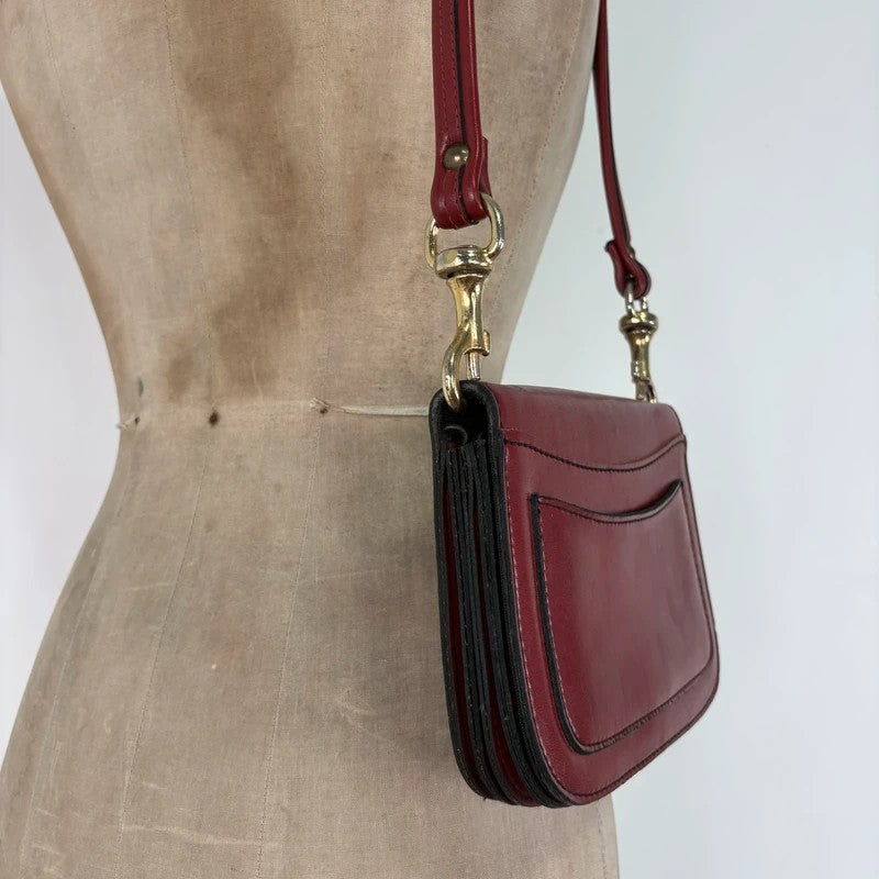 Red leather minimalistic shoulder handbag