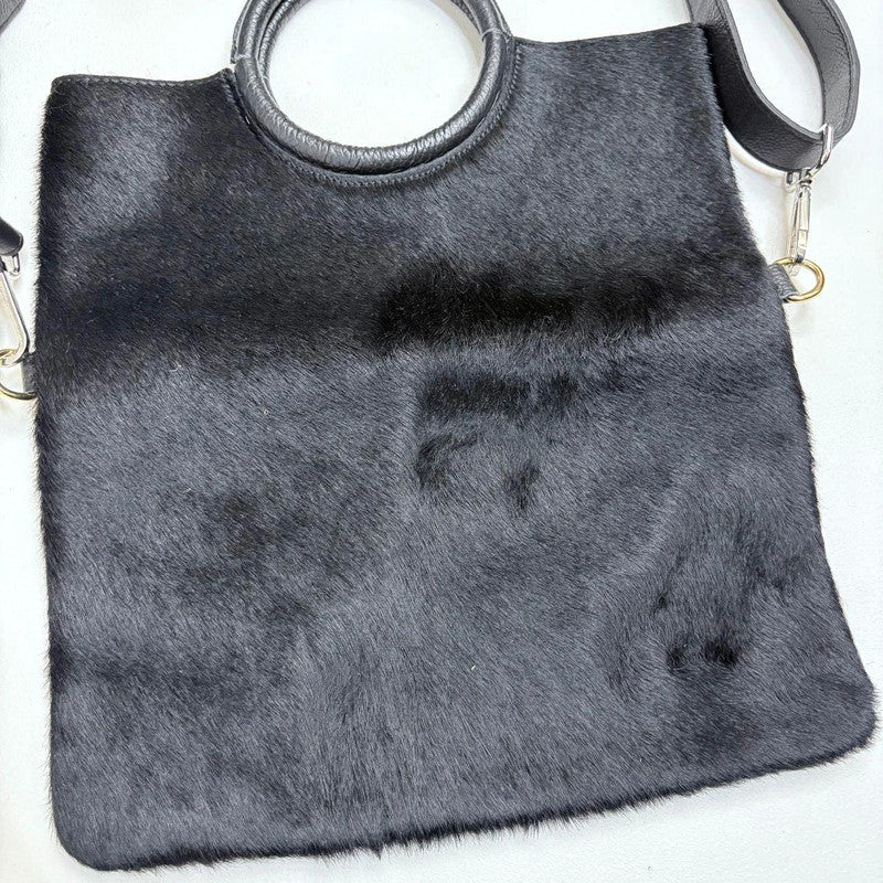 black cowhide leather mini bag