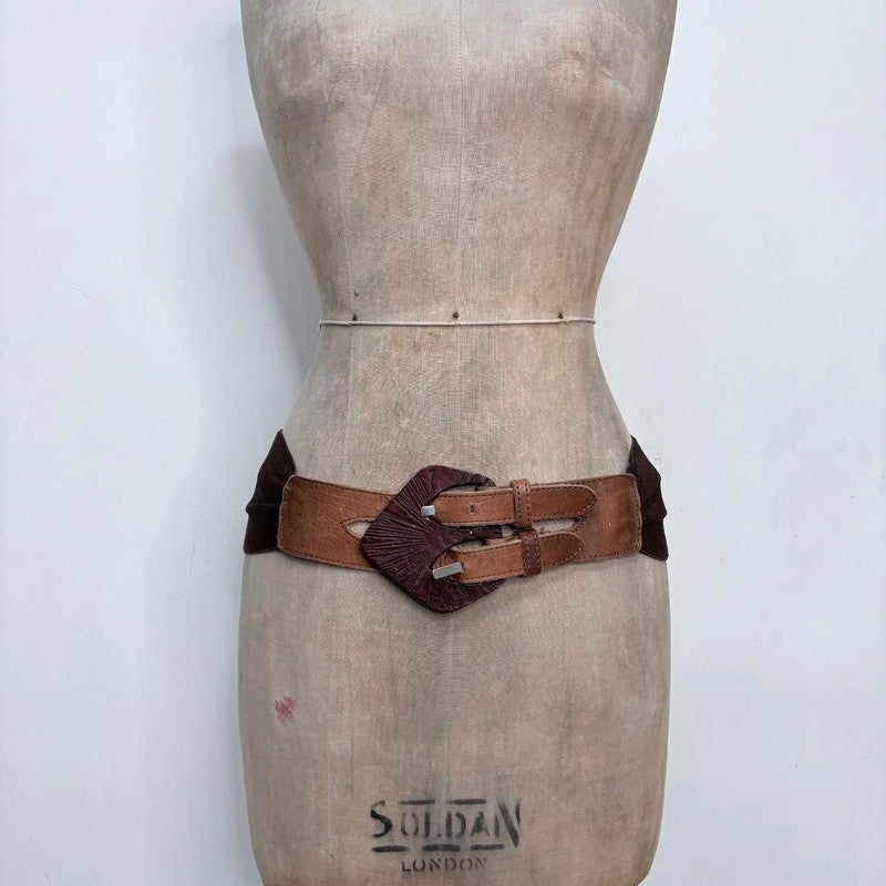 oversized tan leather belt