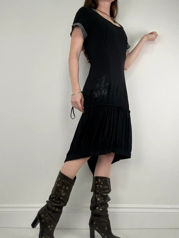 Black jersey slouchy grunge t-shirt dress
