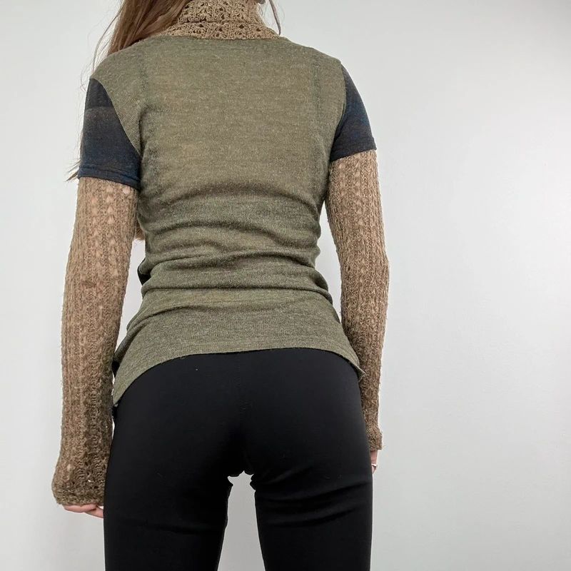 graphic distressed knit jumper