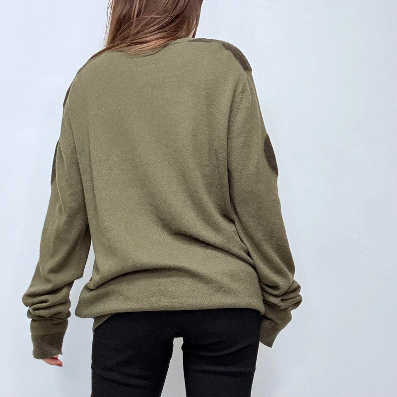 khaki wool knitted military jumper