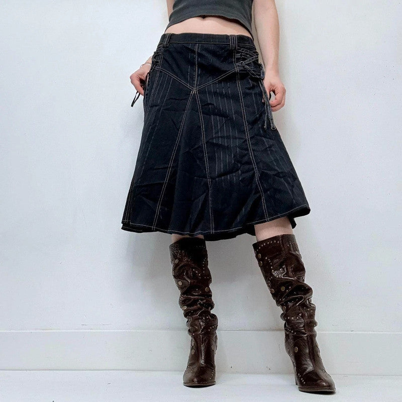 navy corset flared utility skirt