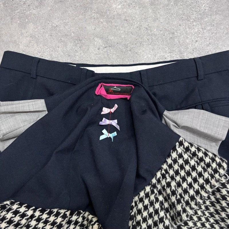 ruffle patchwork pleated mini skirt