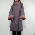 asymmetric embroidered longline puffa coat