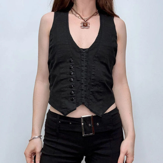 black fitted button corset waistcoat
