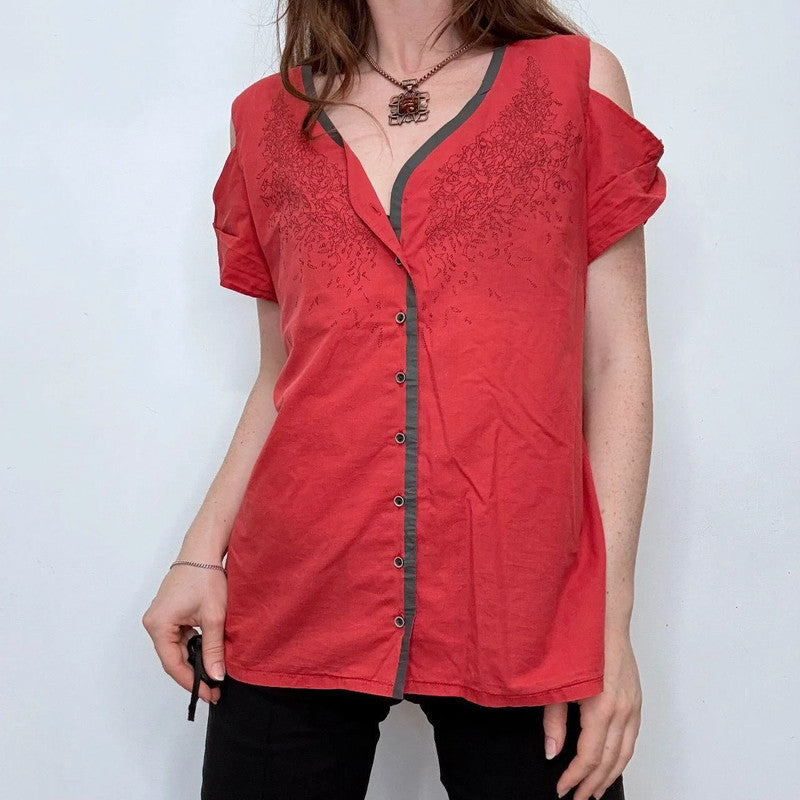 asymmetric red Cop Copine shirt