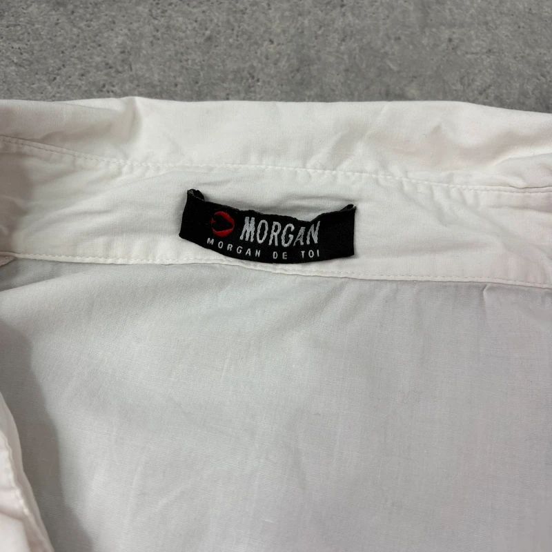 white pleated studded cotton napoleonic Morgan shirt